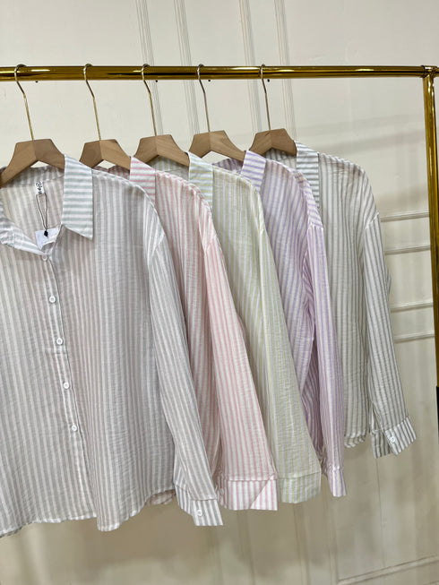 Women Stripes Summer See Through Shirts
